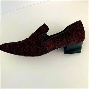 Rebecca Minkoff Animal Hair Red Black Boot Style Heel Shoes size 6.5